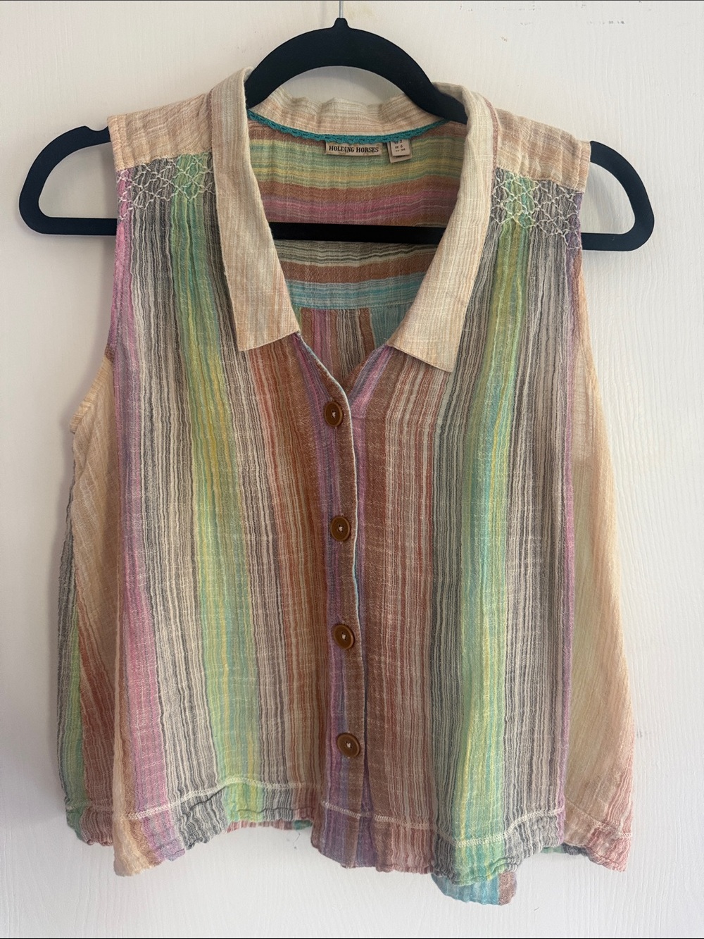 HOLDING HORSES Pastel Multi-Stripe Button Front Camisole